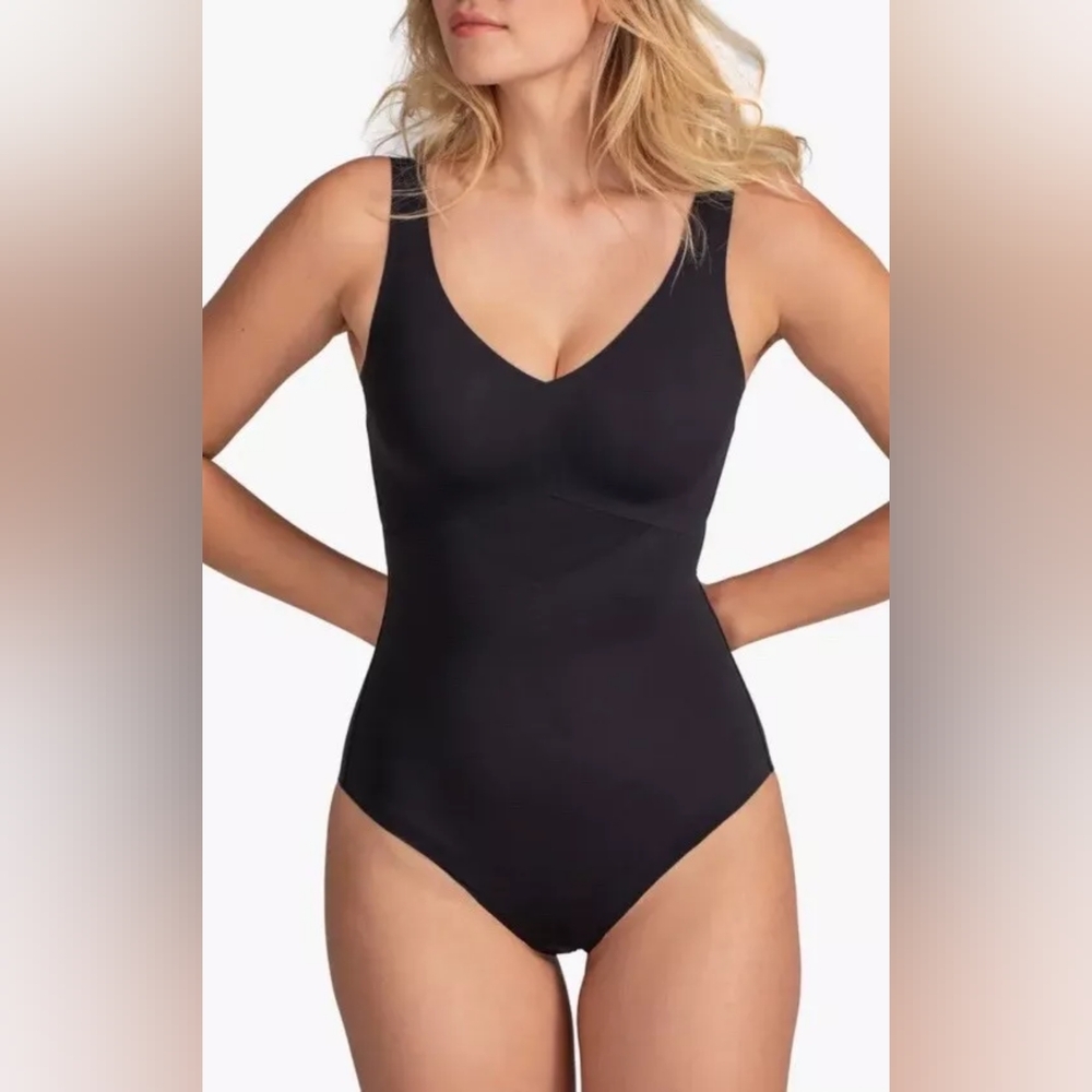 Honeylove Vamp Black V-Neck Bodysuit Size L